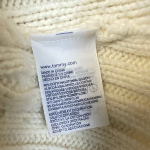 Woman's TOMMY HILFIGER Cable Knit Turtleneck Sweater XXL Cream Button Neck Cozy - Picture 5 of 12